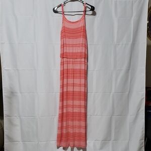 Coral and White Striped Maxi Dress From the Brand Fourteenth Place. 